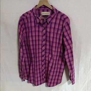 Bit & Bridle Women's Pink Plaid Shirt with Pink Pearl Snaps and Embroidered  EUC